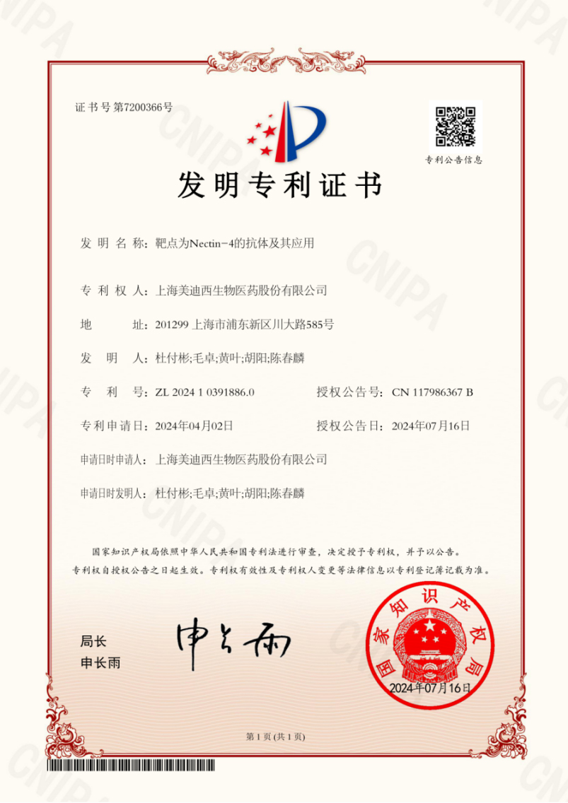 CA88靶向Nectin-4的抗体手艺荣获国家发明专利.jpg